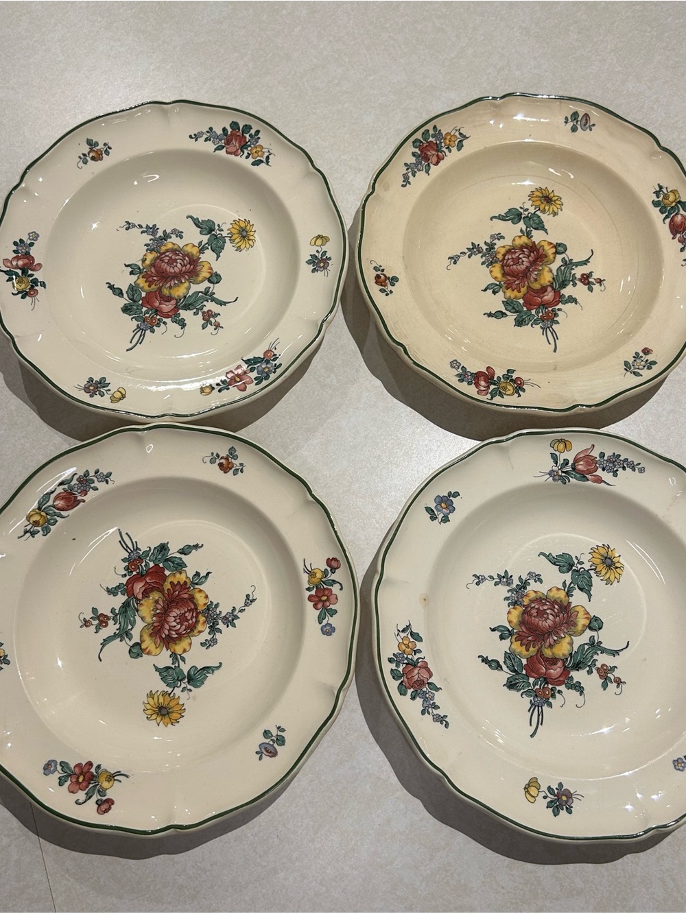 Set of 4 Villeroy & Boch Mettlach 1562 Alt Strassburg Soup Plates/Rimmed Bowls